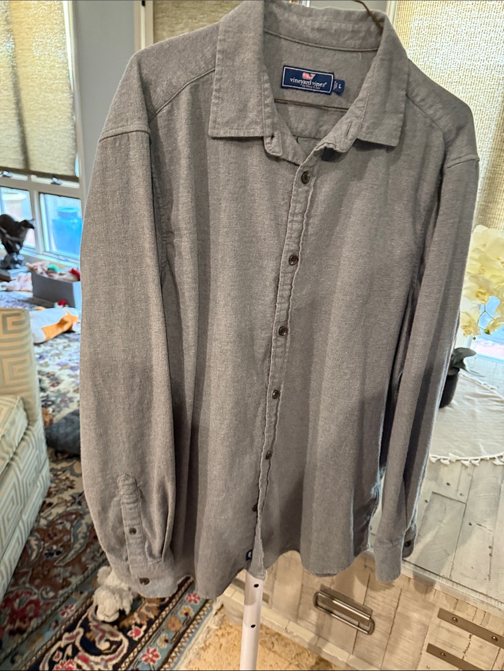Vineyard Vines Gray Long-Sleeve Casual Button-Down Shirt